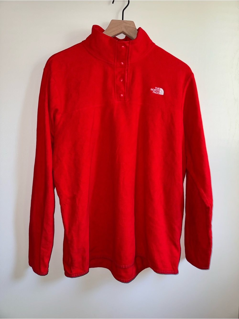 The North Face TKA Glacier SnapNeck Lightweight Pullover Fiery Red Women Size XL